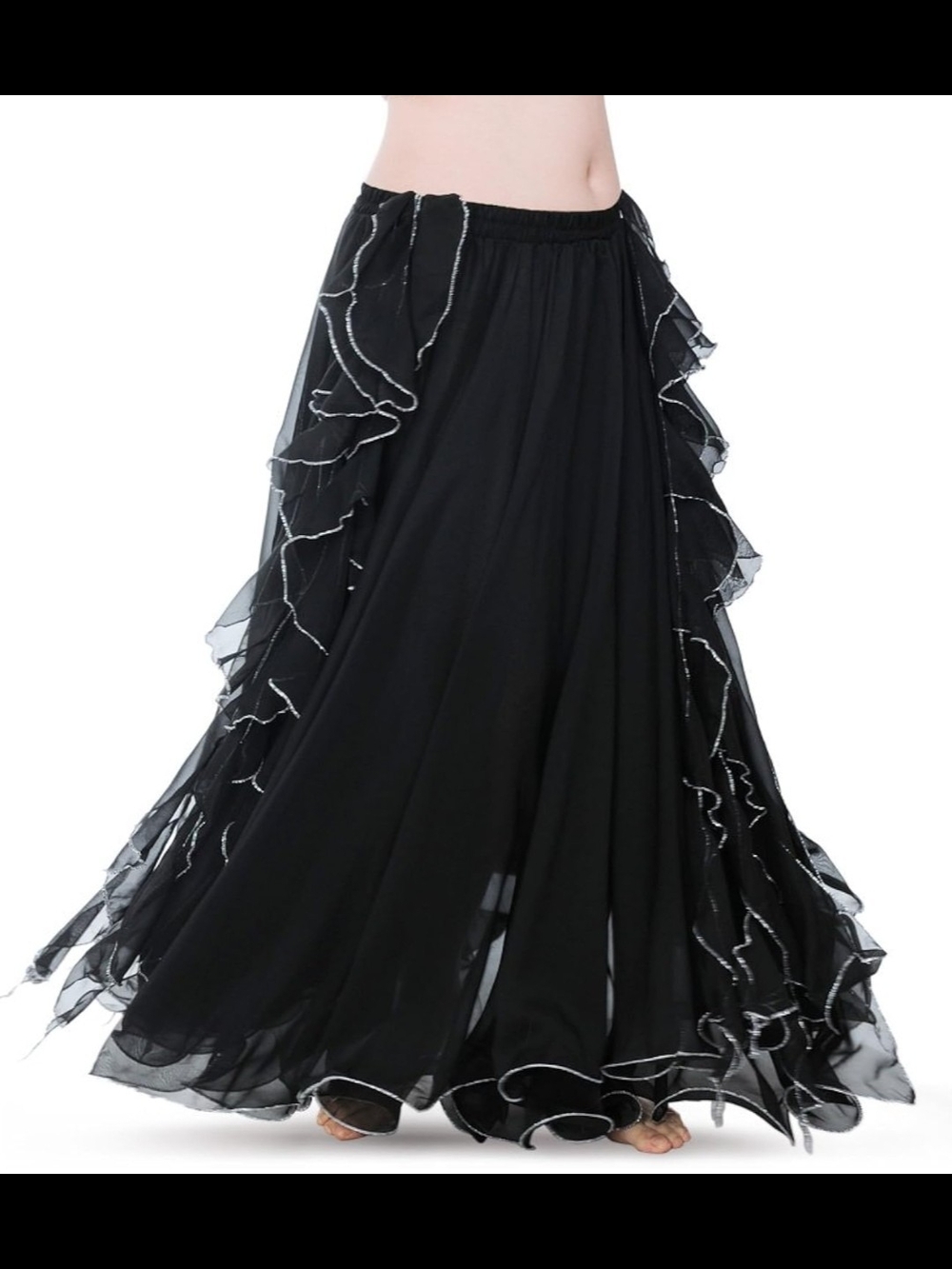 Chiffon Belly Dance Skirt Slit Bellydance Skirts Tribal Belly Dancer Costumes - Picture 2 of 10